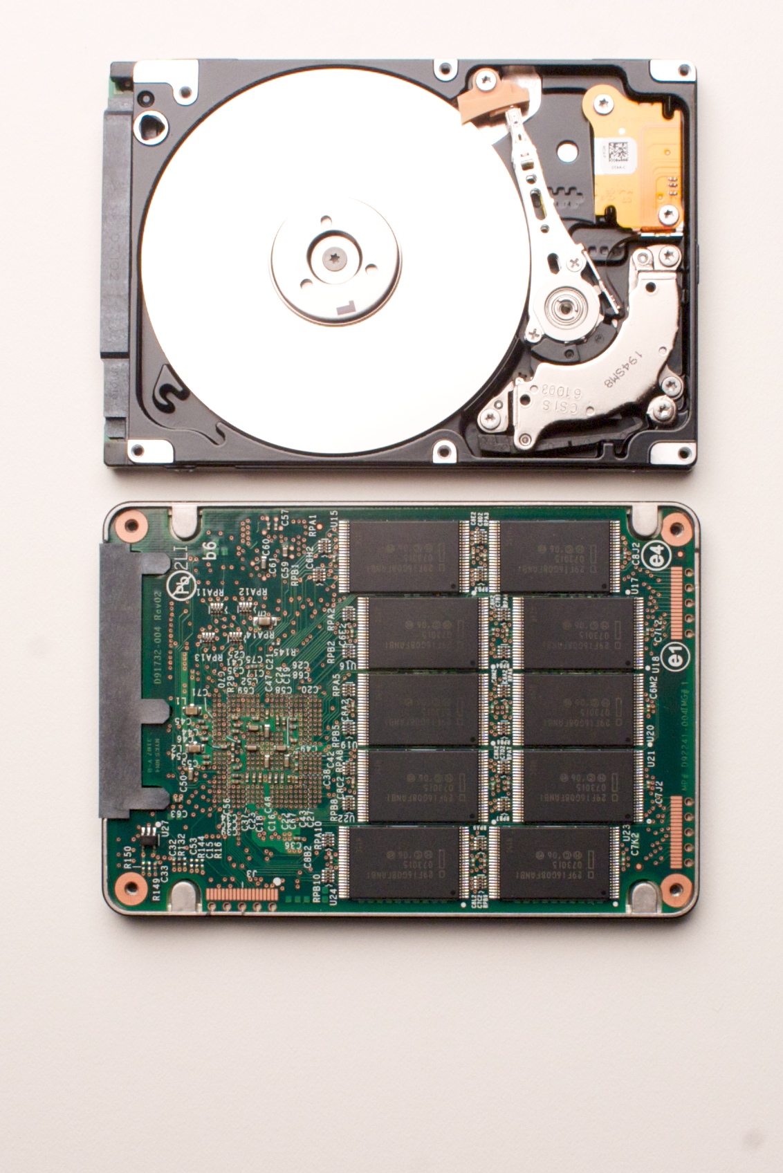 A conventional hard drive and a solid state (Photo by IntelP