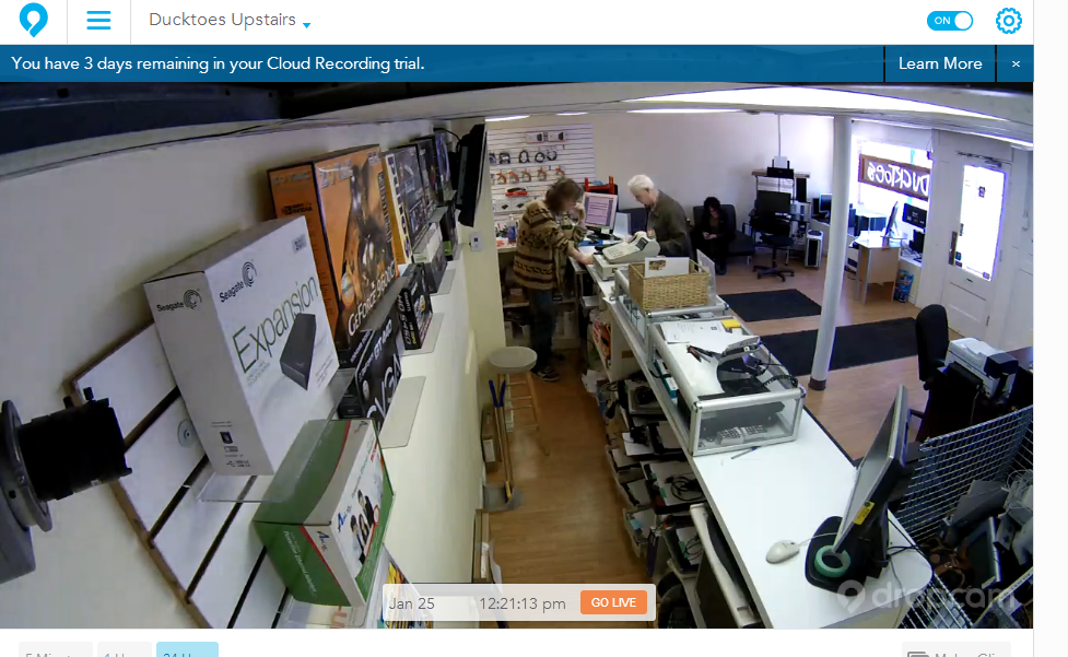 An image of my shop from the Dropcam camera.