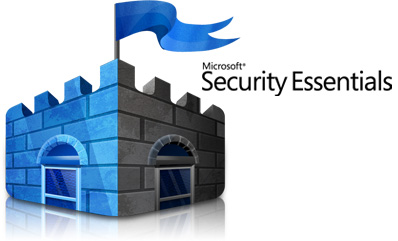  A picture of the Microsoft Microsoft Security Essentials logo of a blue castle and blue flag.
